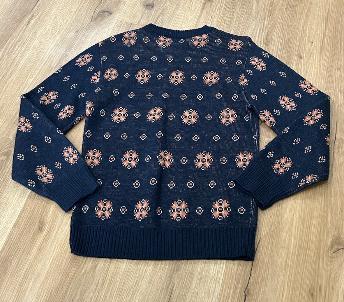 Vintage 1940s Style Knit Reindeer Sweater Snowflake Nordic Ski Womens M