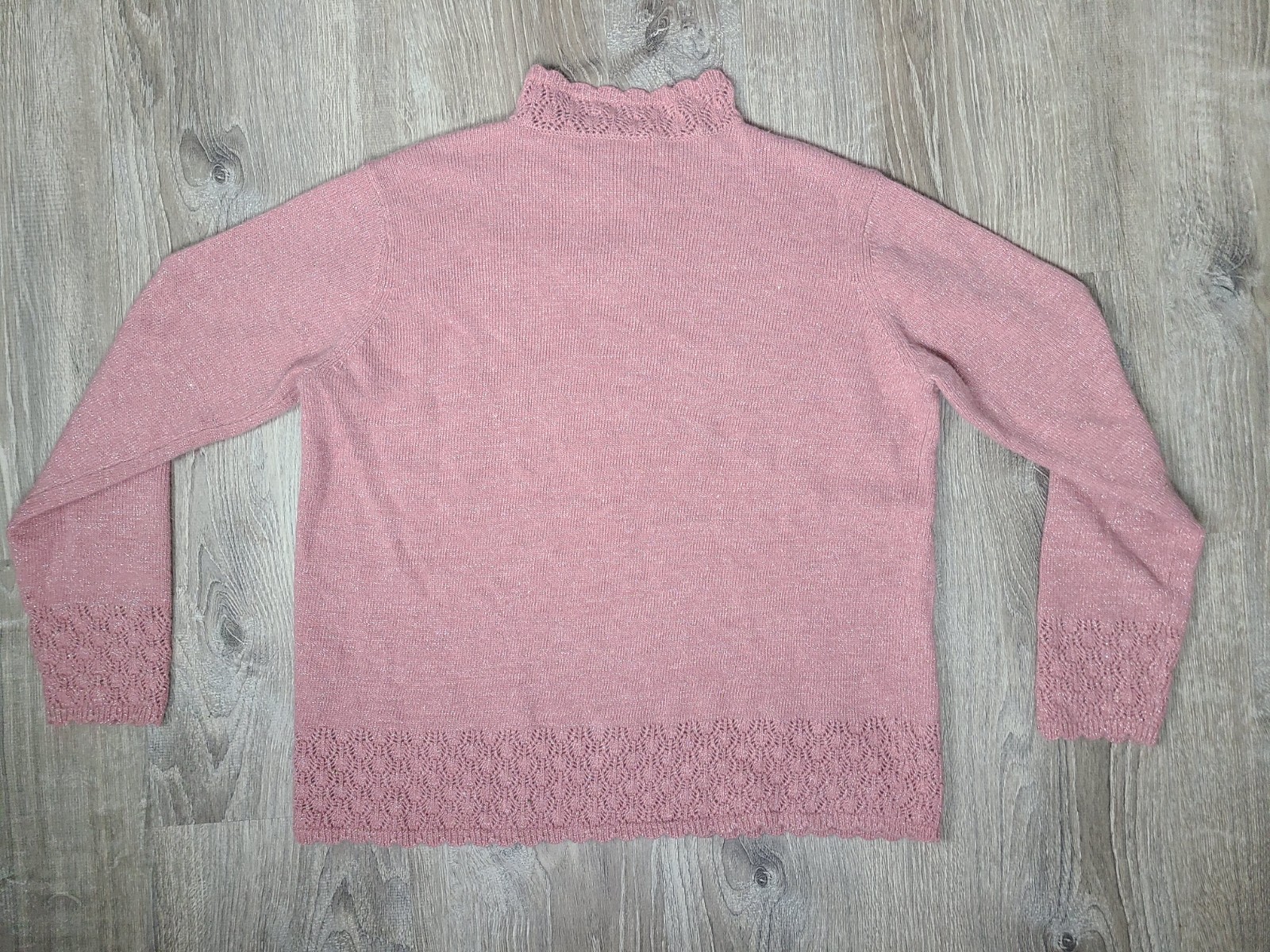 Vtg Preston & York Womens XL Mock Neck Sweater Wool Angora Sparkly Pink Winter