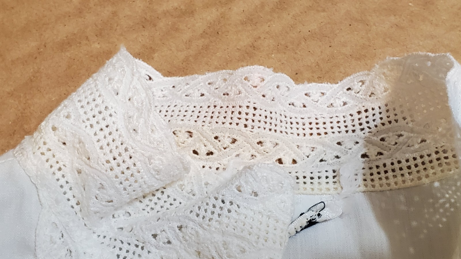 Vtg Terry Styled Chicago White Crop Top Lace Insert Trim Midriff Pinup Blouse