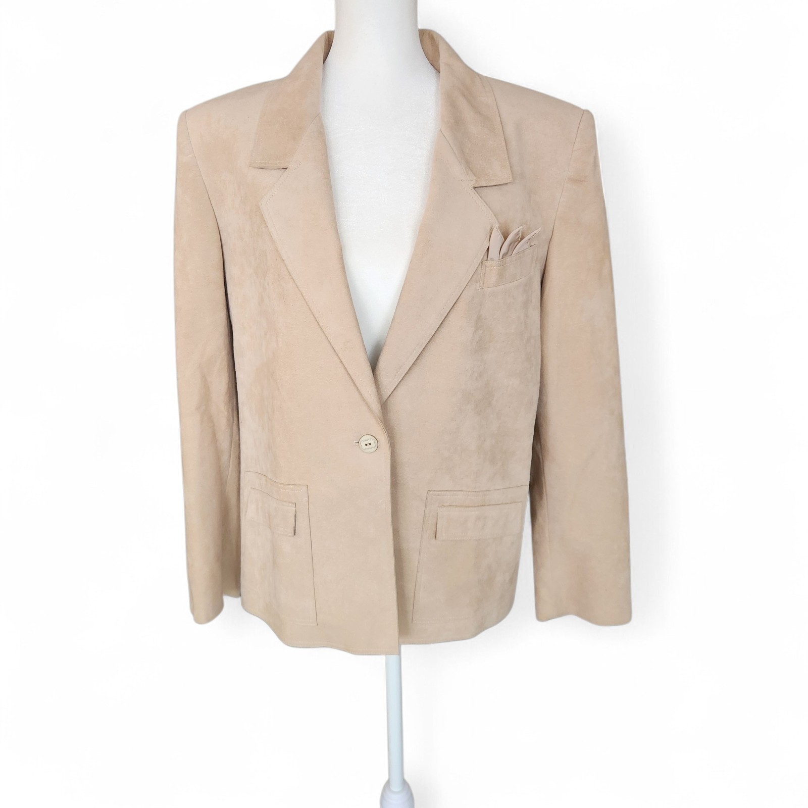 Vintage Adolph Schuman for Lilli Ann Pink- Beige Ultrasuede Blazer Jacket 70-80s