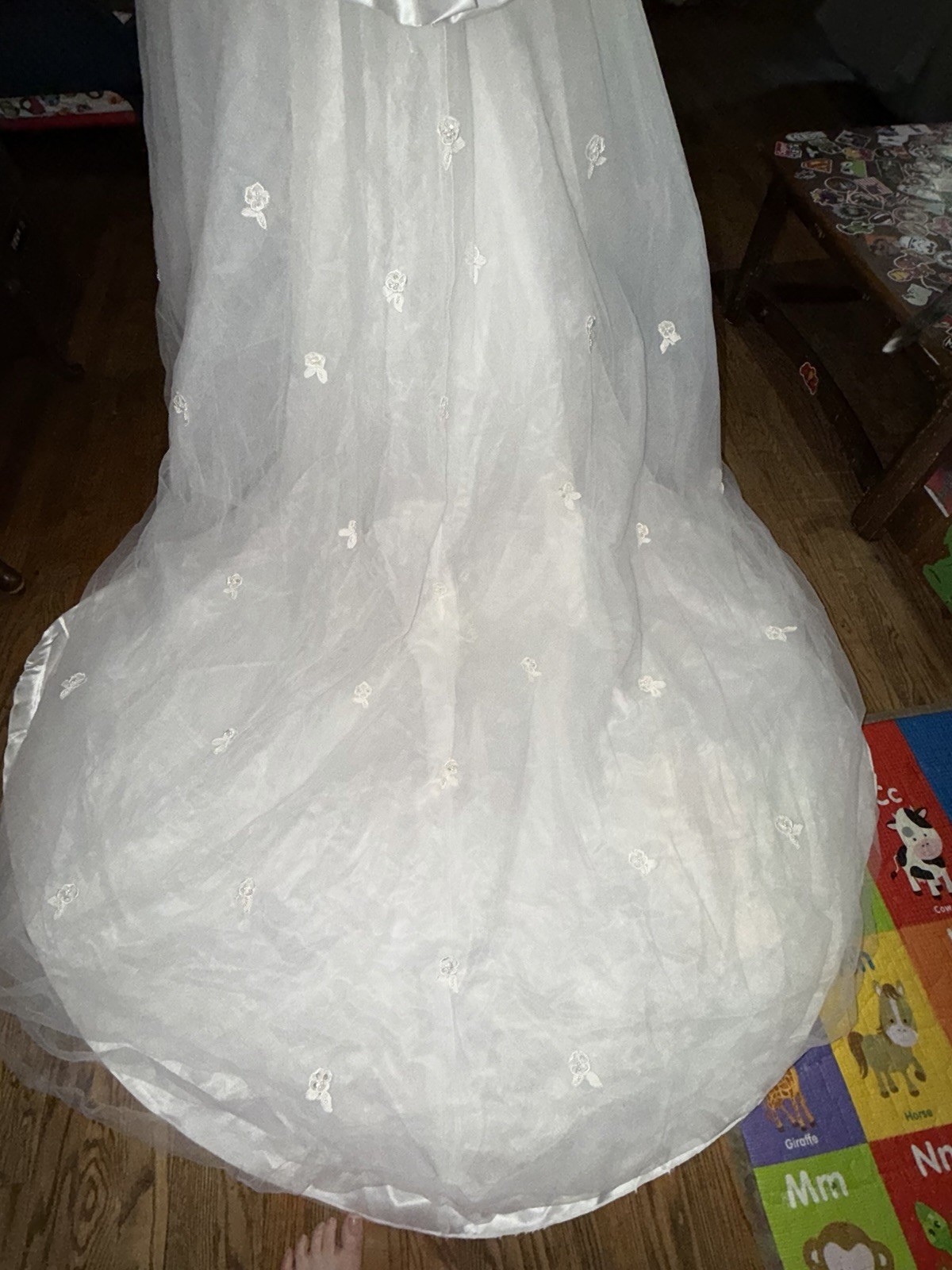 Vintage MORILEE Wedding Dress Size 14 Beaded Lace & Tulle- Long Train EXC