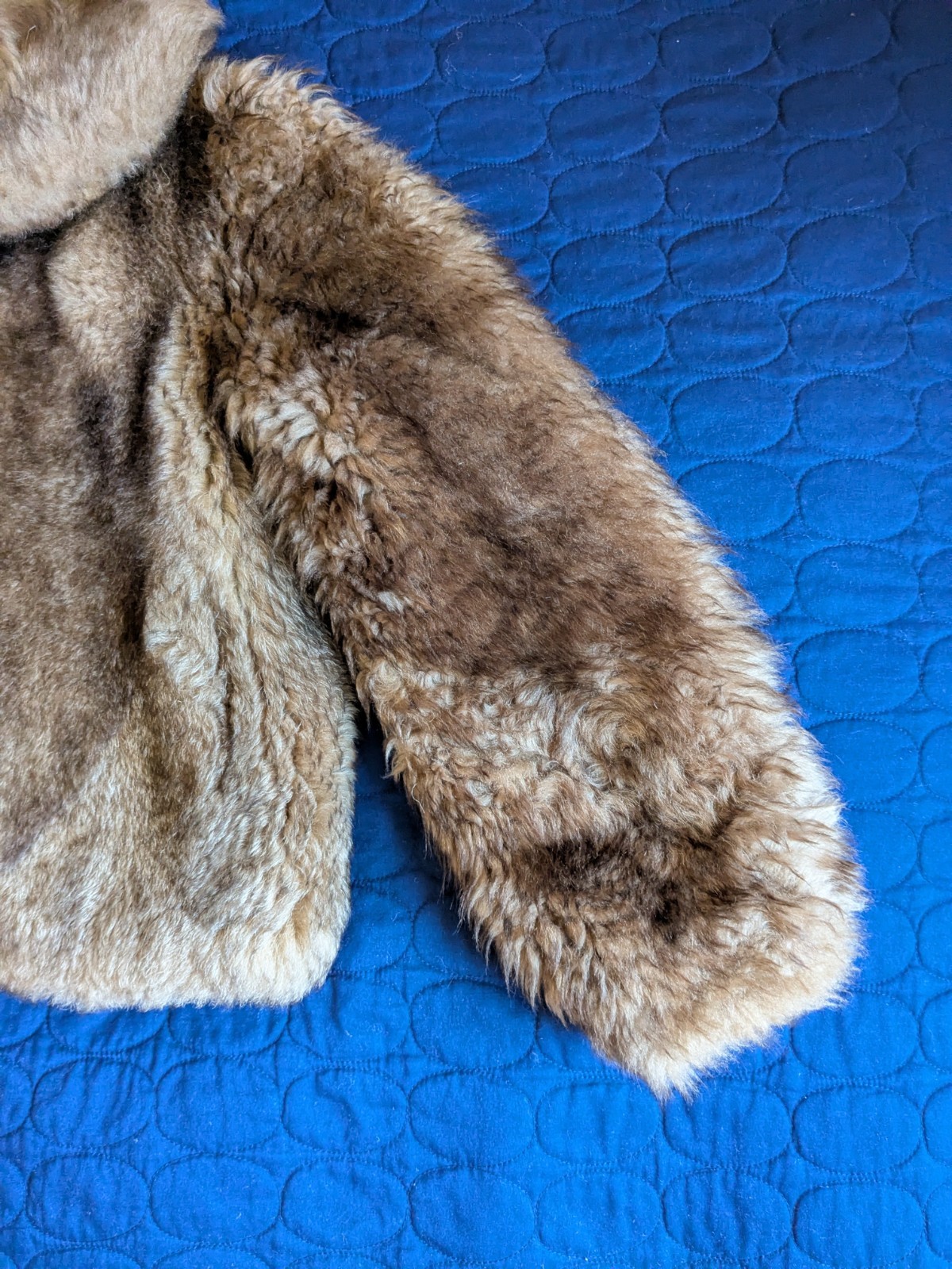 Vtg Ardney Genuine Suede Lamb Shearling Long Pile Wool Puffer Bomber Size 12 Tan