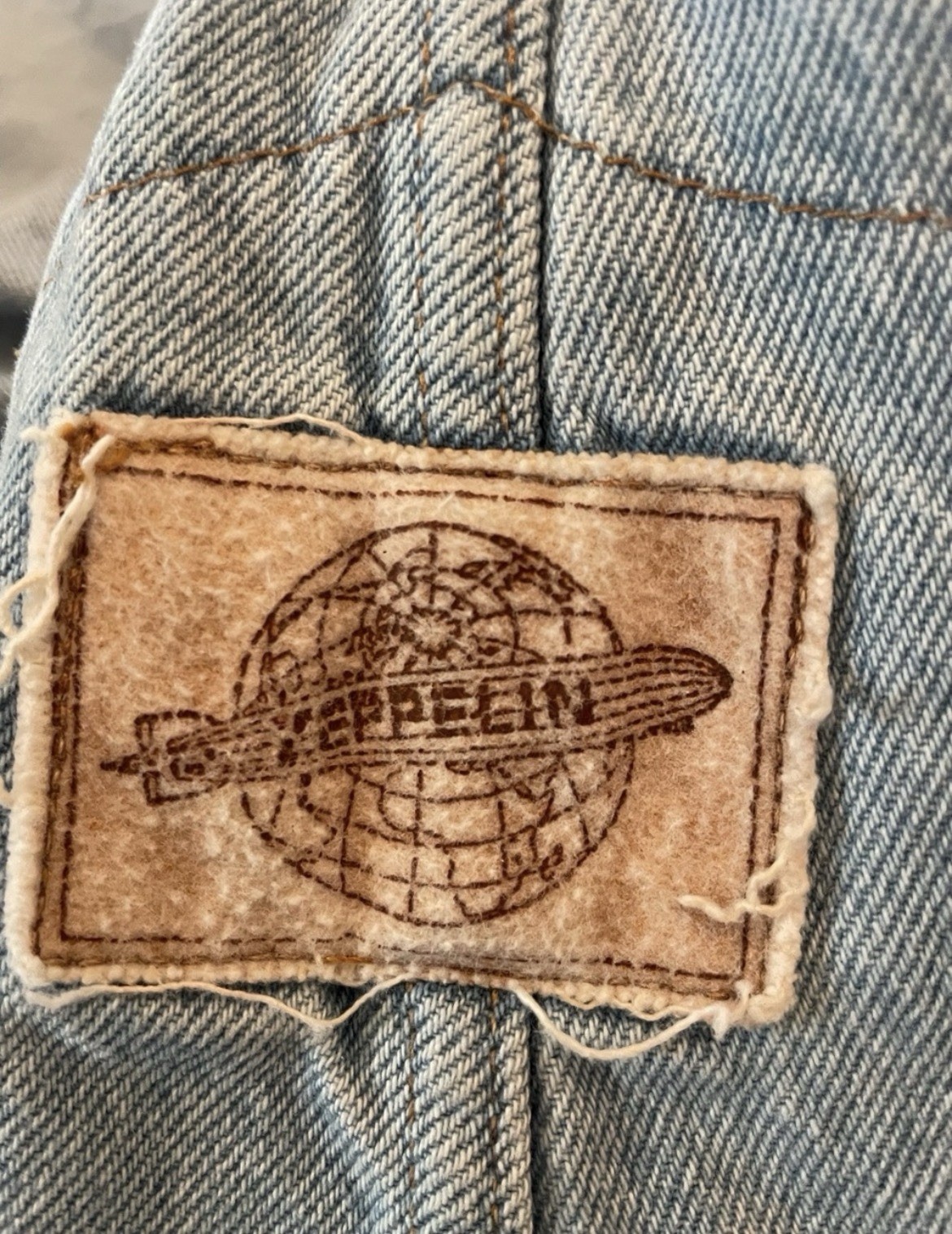 Vintage/ Deadstock Zeppelin Denim Overall Short W Floral Trim
