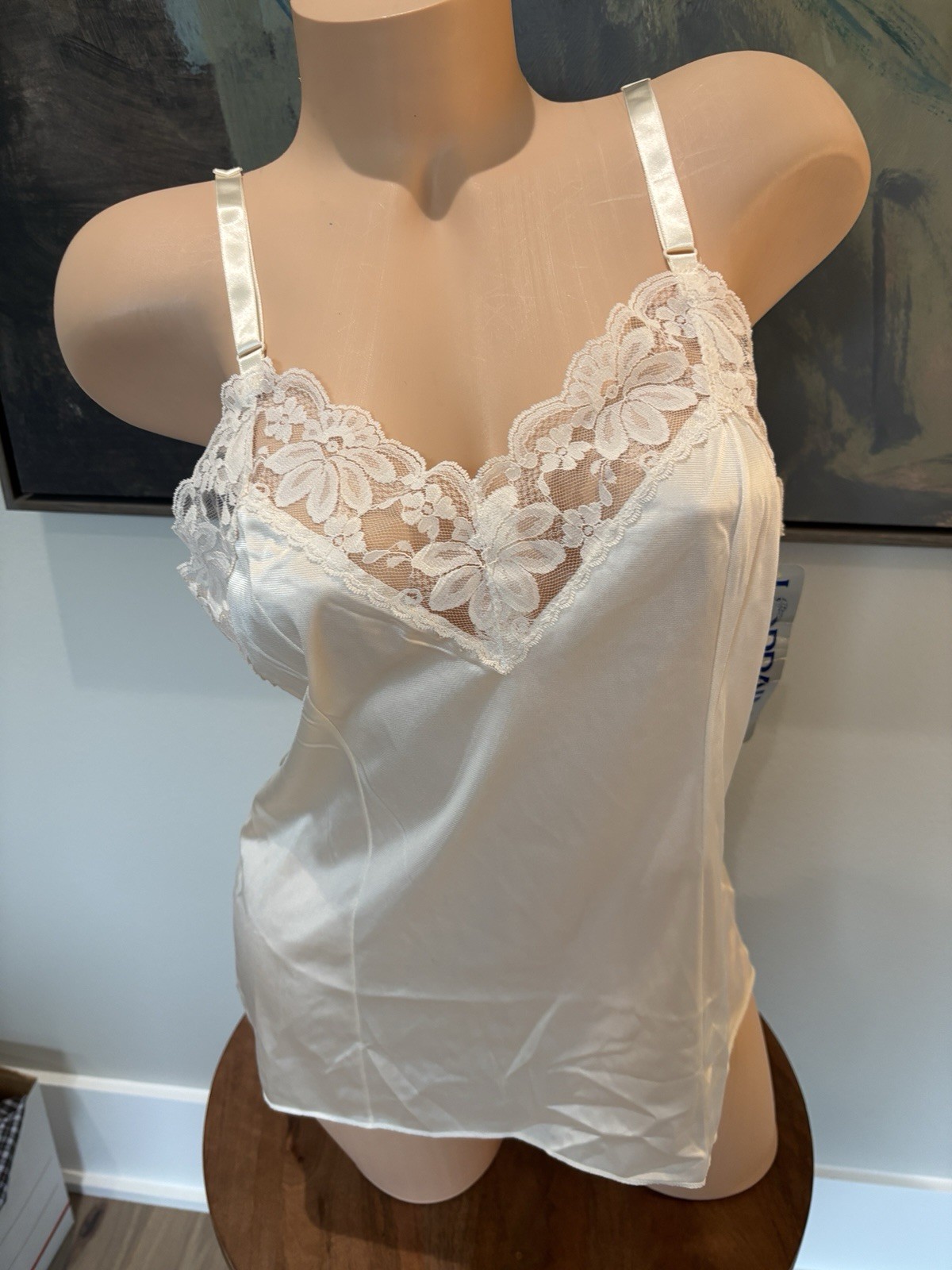 Lorraine Lingerie Top 70s Blush Lace Camisole Tank Top – Size 40 Babydoll Nwt