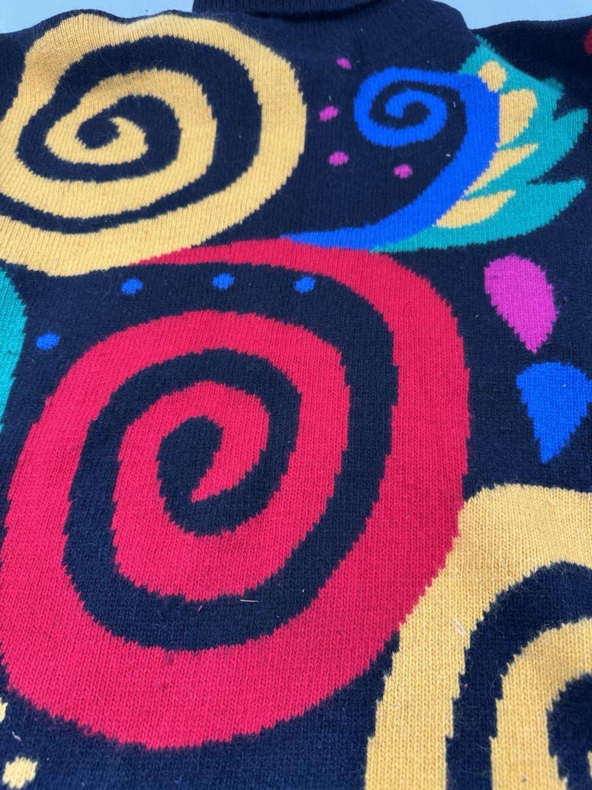 Vintage 90s Studio Michelle Stuart Abstract Swirl Wool Angora Sweater Medium