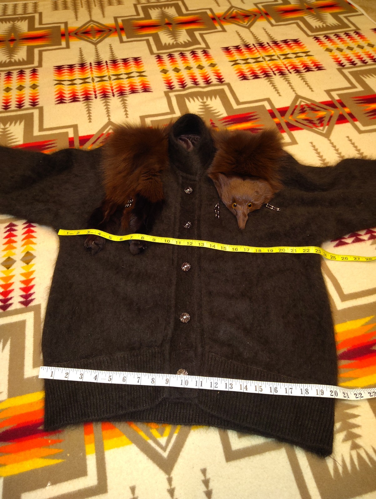 Mink vintage coat with head and feet Miracle Real Animal Excellent Condition L