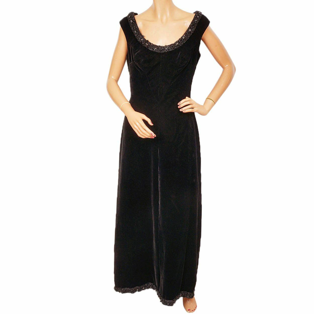 Vintage 1960s Black Velvet Evening Gown Haute Couture – Frank Oujezdsky