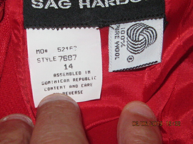 NWT SAG HARBOR BRIGHT RED WOOL SKIRT SZ 14 W 28.5