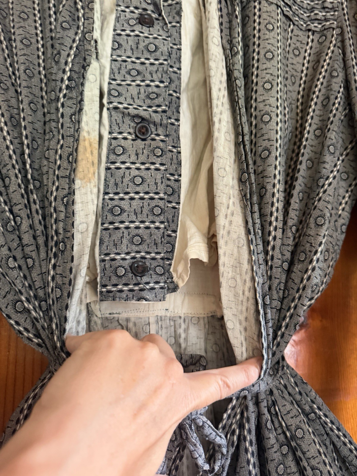 BEAUTIFUL RARE EDWARDIAN DIX’S MAKE DIX MADE GRAY CALICO DRESS W LABEL