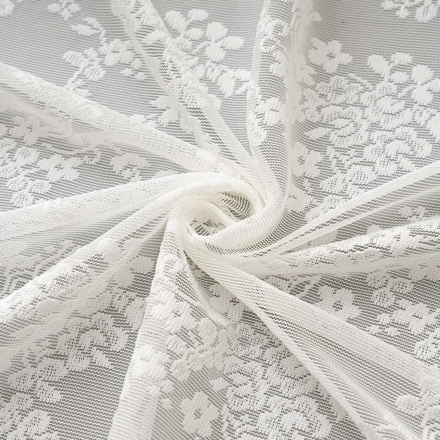 YJ YANJUN Vintage Lace Curtains 84 Inches Long-Victorian Floral Pattern Ivory…