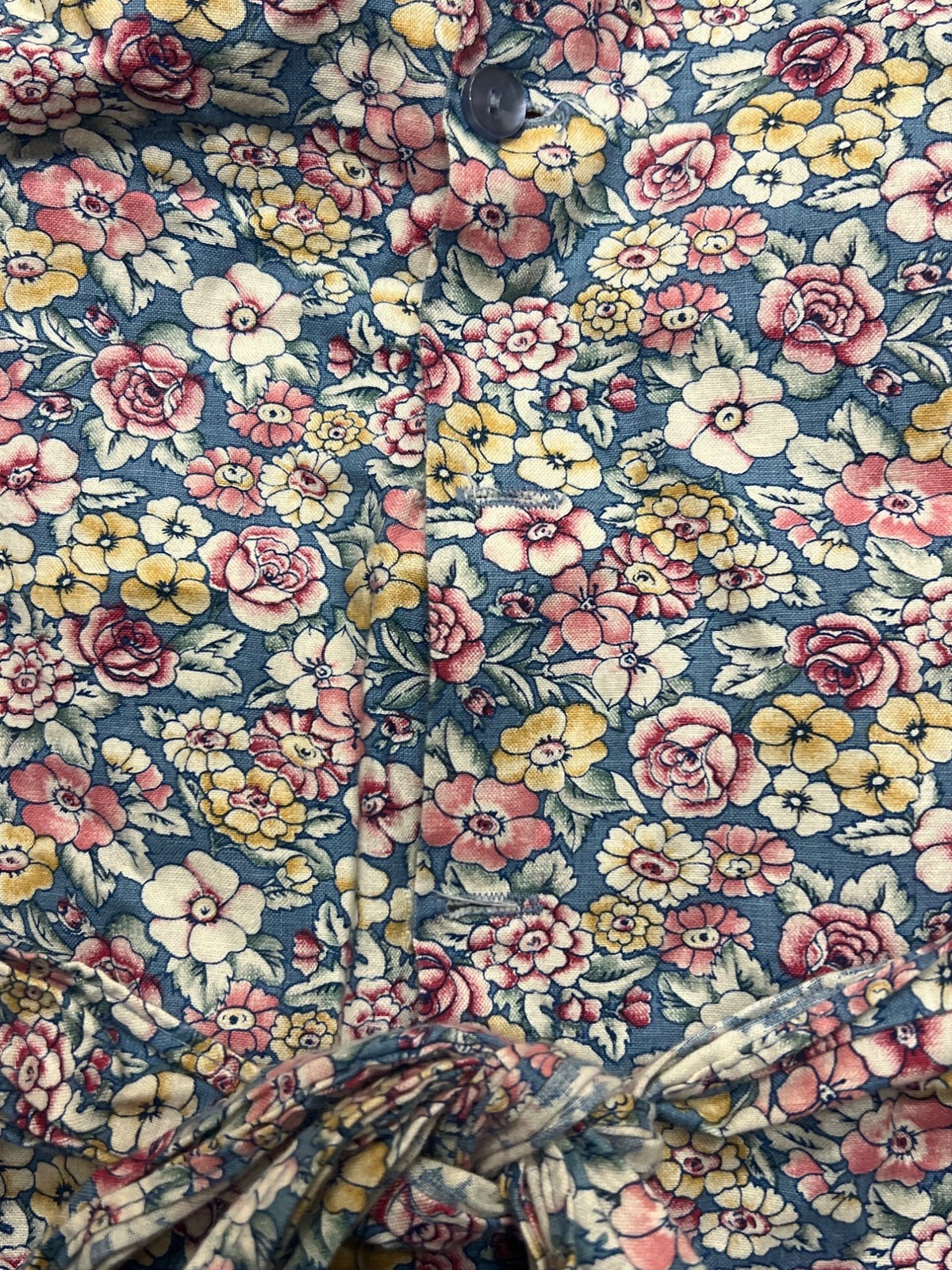 Vintage Peaches 'n Cream Floral Long Sleeve Prairie Dress Cottage Fairy 80s 6