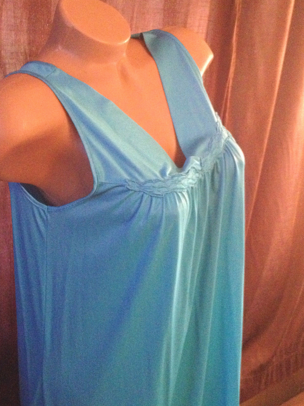 VTG VANITY FAIR ROBE & GOWN NYLON Chiffon RETRO BluePeignoir Sissy Négligée L68
