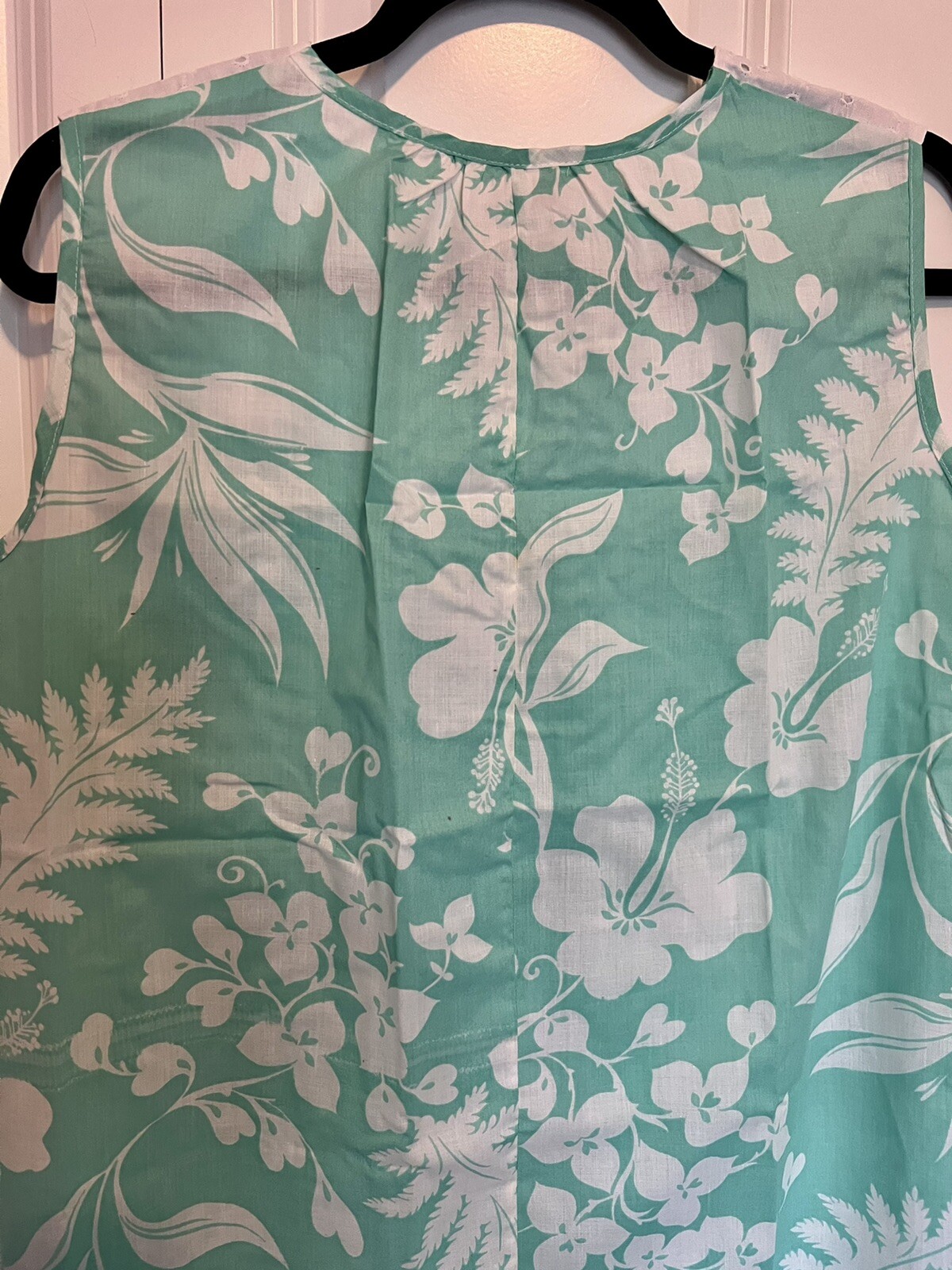 VTG Dutchmaid Nightgown House Dress Green Floral Eyelet Collar Size 15 MediumNOS