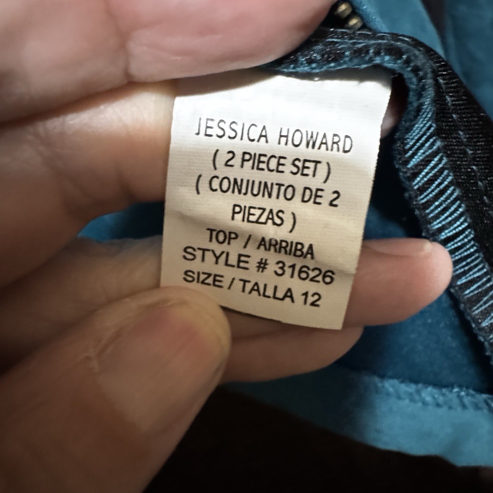 Jessica Howard Teal Black Block Pattern Zip Jacket Women’s Size 12 Vintage 90s