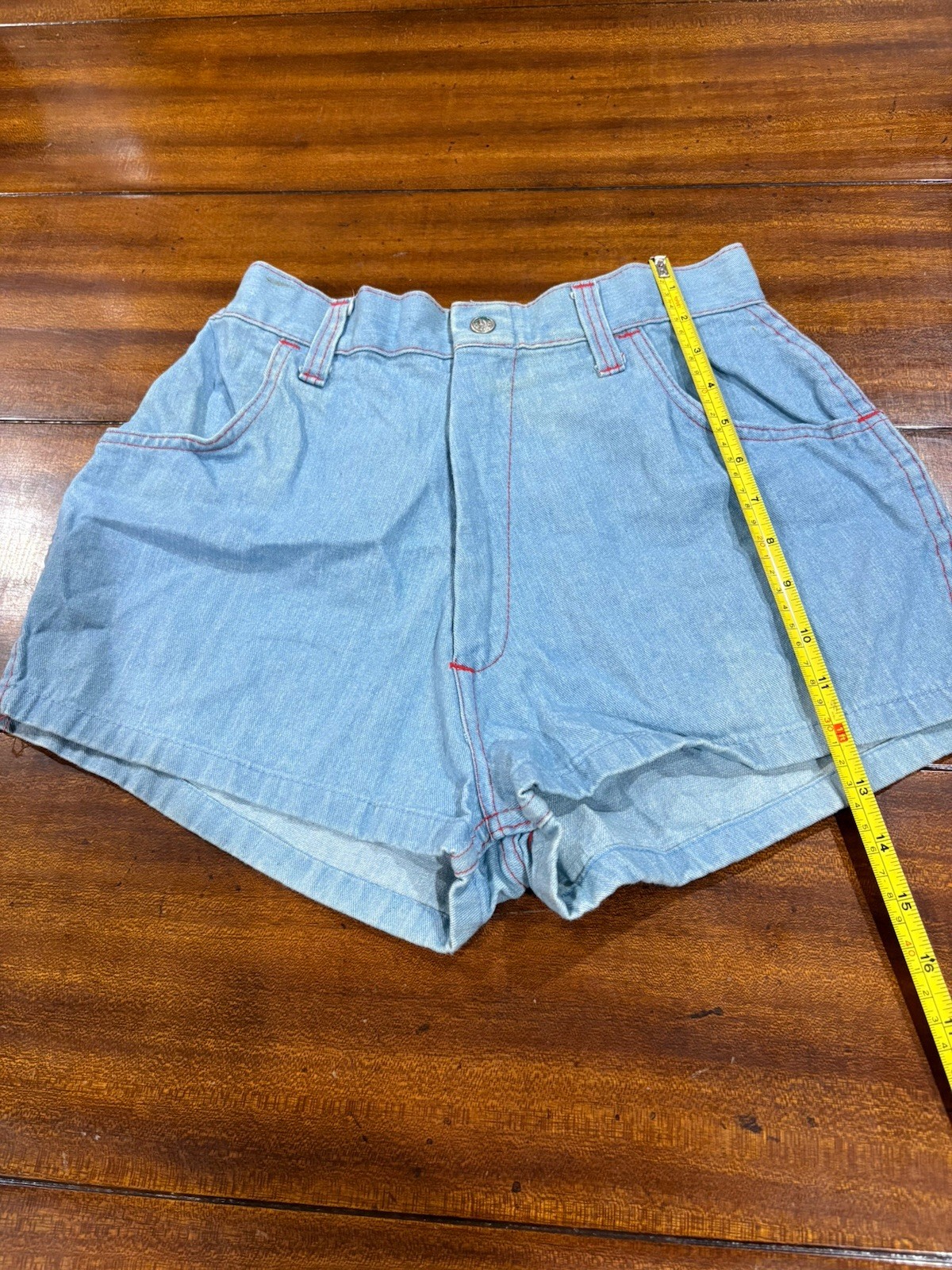 Vintage Denim Short Shorts Golden Rose 1970s Red Stitching Girls 16 Ladies 2-4