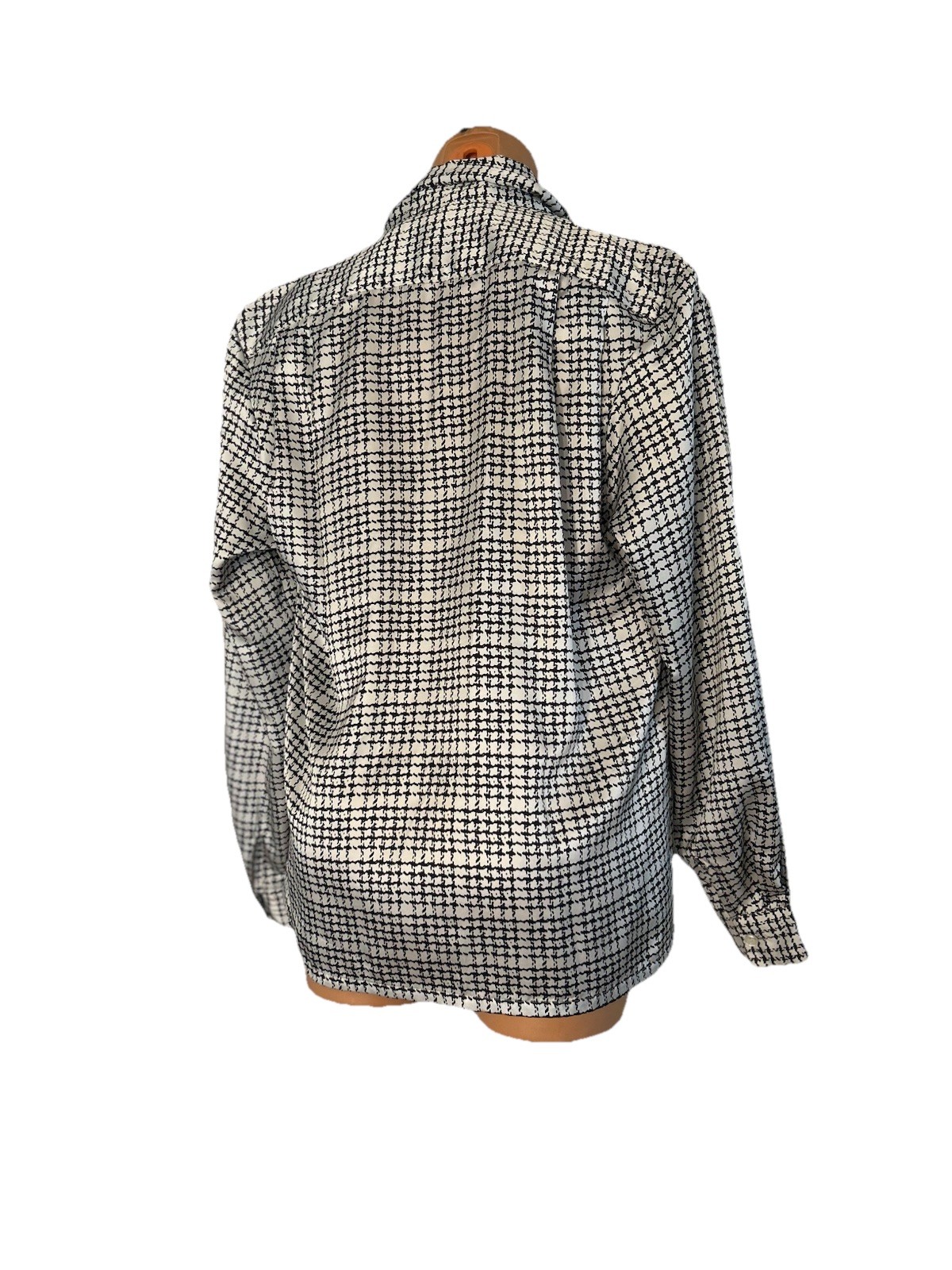 Vtg 90’s Oscar De La Renta Collectibles Black & White Houndstooth Blouse Sz 6