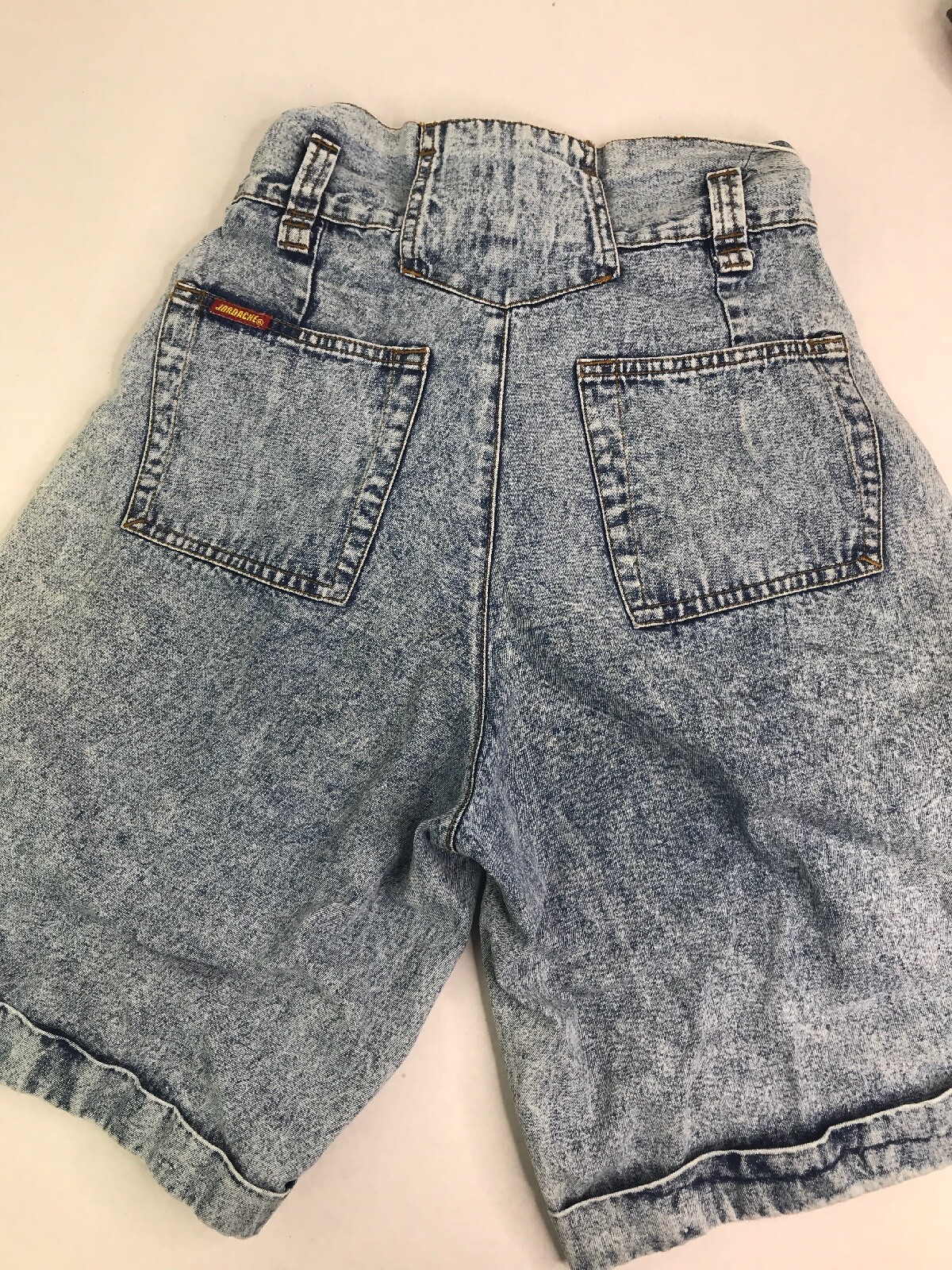 VTG Jordache Womens High Waisted Acid Wash Denim Shorts Button Zipper Blue 7/8
