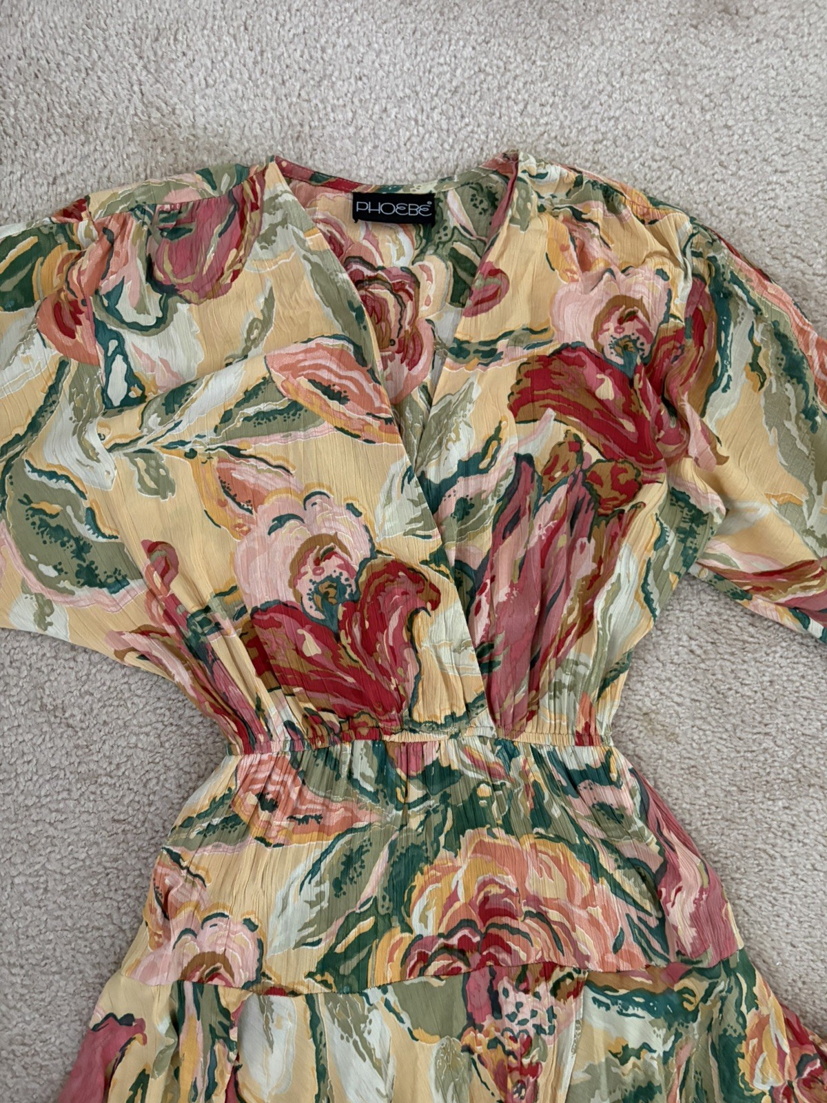 Phoebe Vintage 1980s Rayon/Nylon Floral Flowy Layered Cottage Core Dress