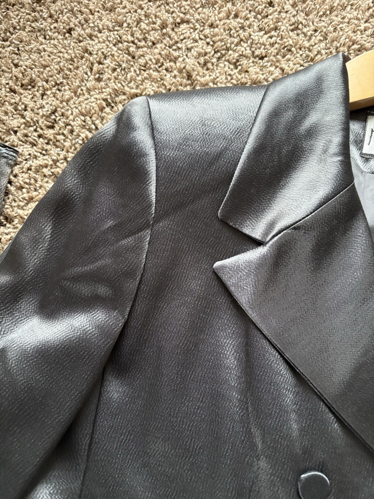 Vintage Mary McFadden Suit Silver Tuxedo Pantsuit Blazer Pants Size 8 “House 91”
