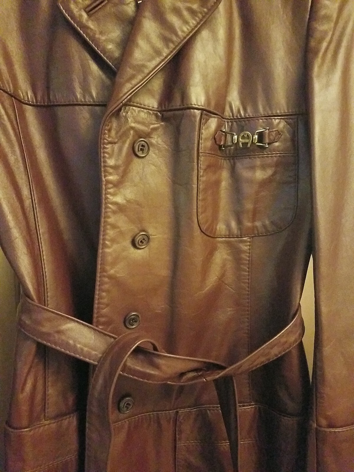Vintage Etienne Aigner Leather Jacket Chocolate Brown Trench Coat Women’s 10