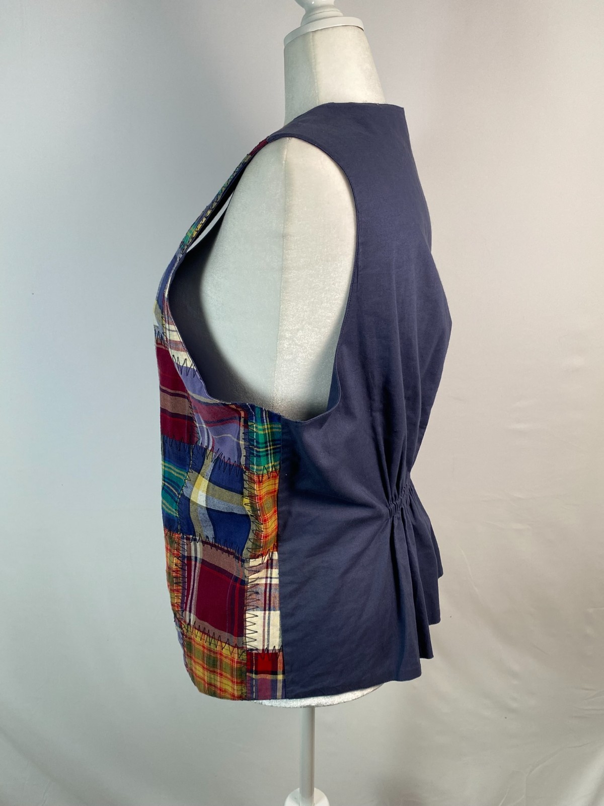 Vintage Patchwork Plaid Vest Victoria Jones Boho Retro Sz 18/38 Minimalist