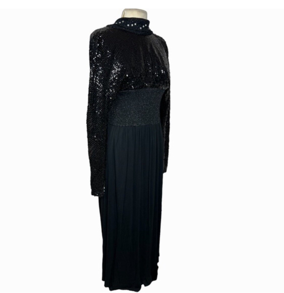 Pat Sandler vintage 1960’s 70’s long black sequin Elegant Evening Long gown