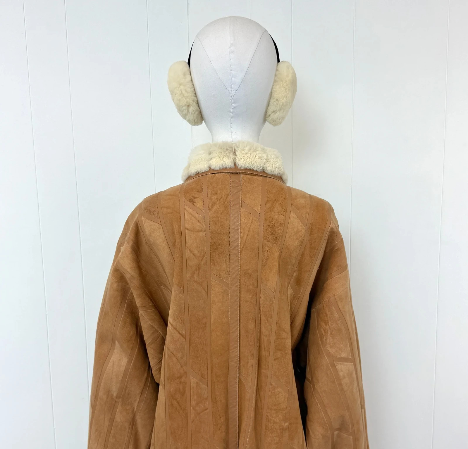 Vintage 1970s 80s Krizia Italy Brown Suede Leather Chinchilla Fur Coat Jacket