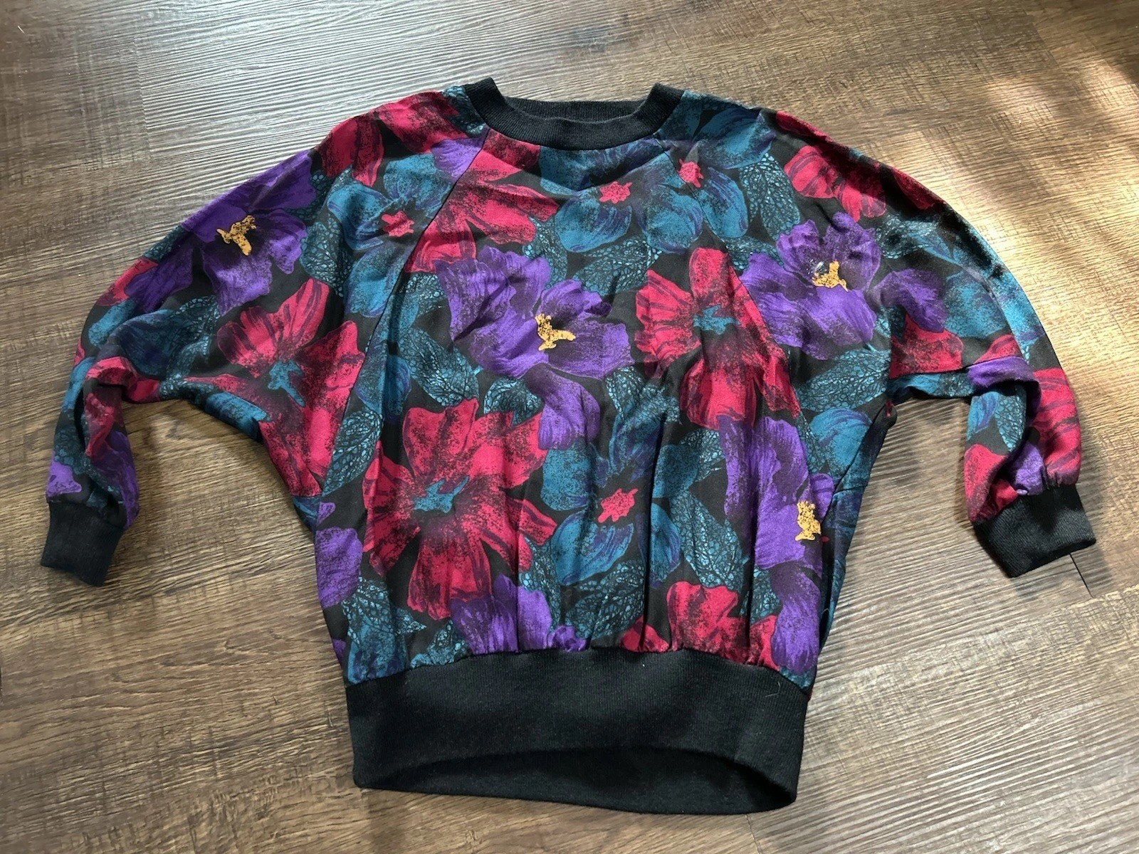 Vintage 1980s Cricket Lane Made In USA Womens Top Medium Floral Colorful