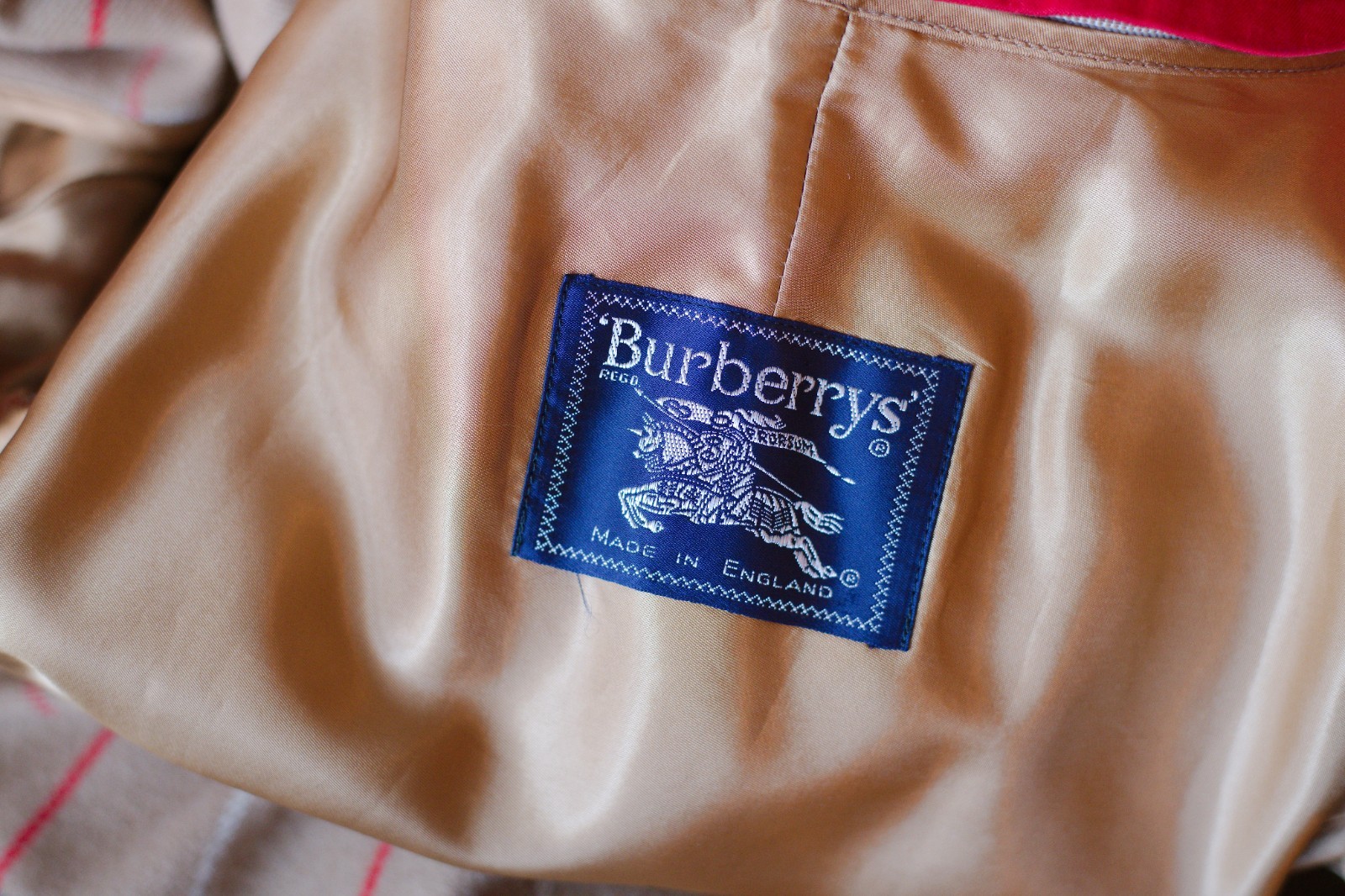 Vintage Burberrys Red Trench Coat Made England Removable Wool Liner Size 14
