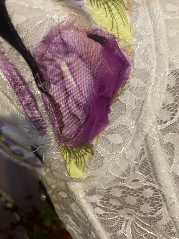 Vtg Dollcore CORSET BRA Festival BUSTIER Sissy Patchwork BOWS COACHELLA 38D
