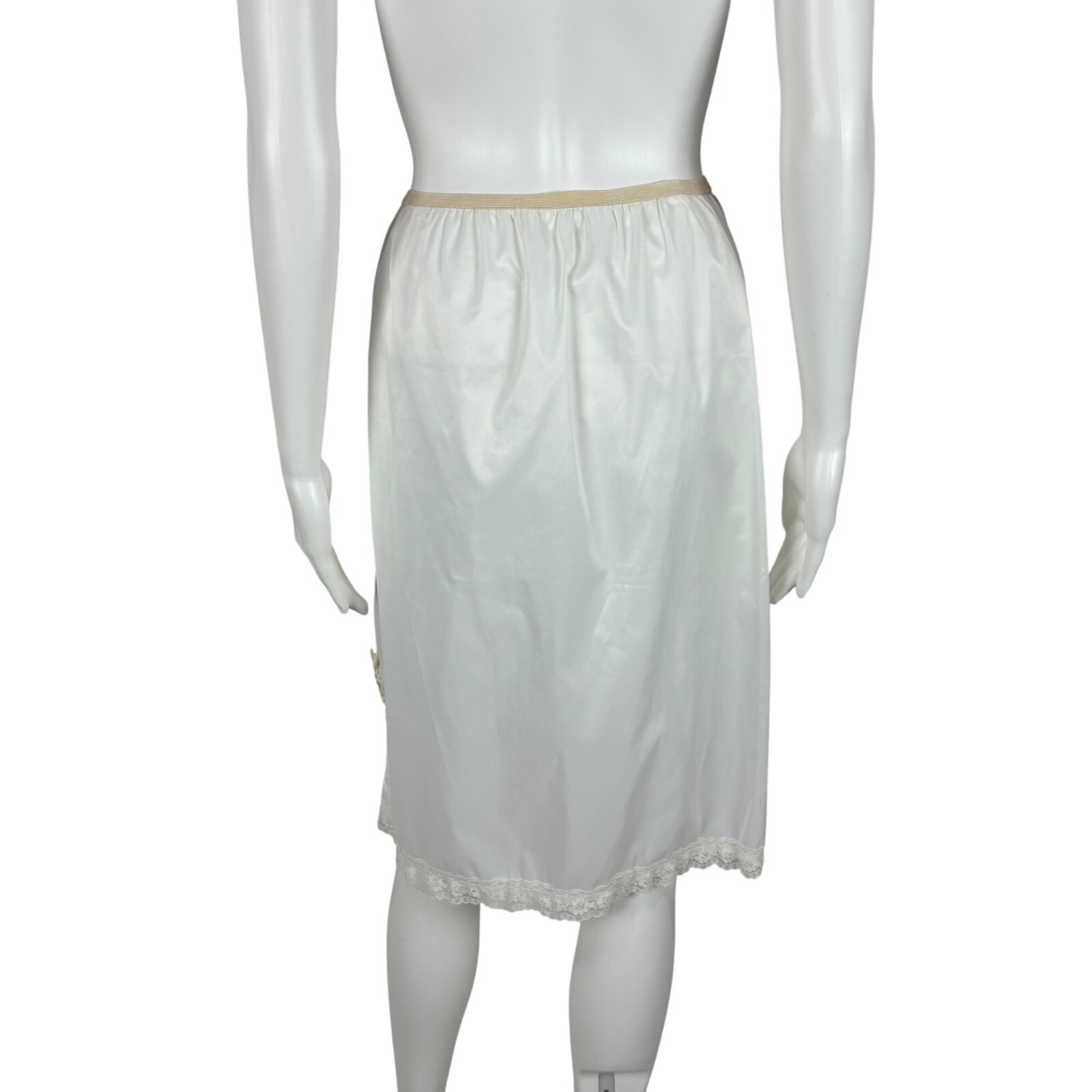 Vintage Half Slip Women’s Small White Lingerie Skirt Lace Side Slit Monsanto