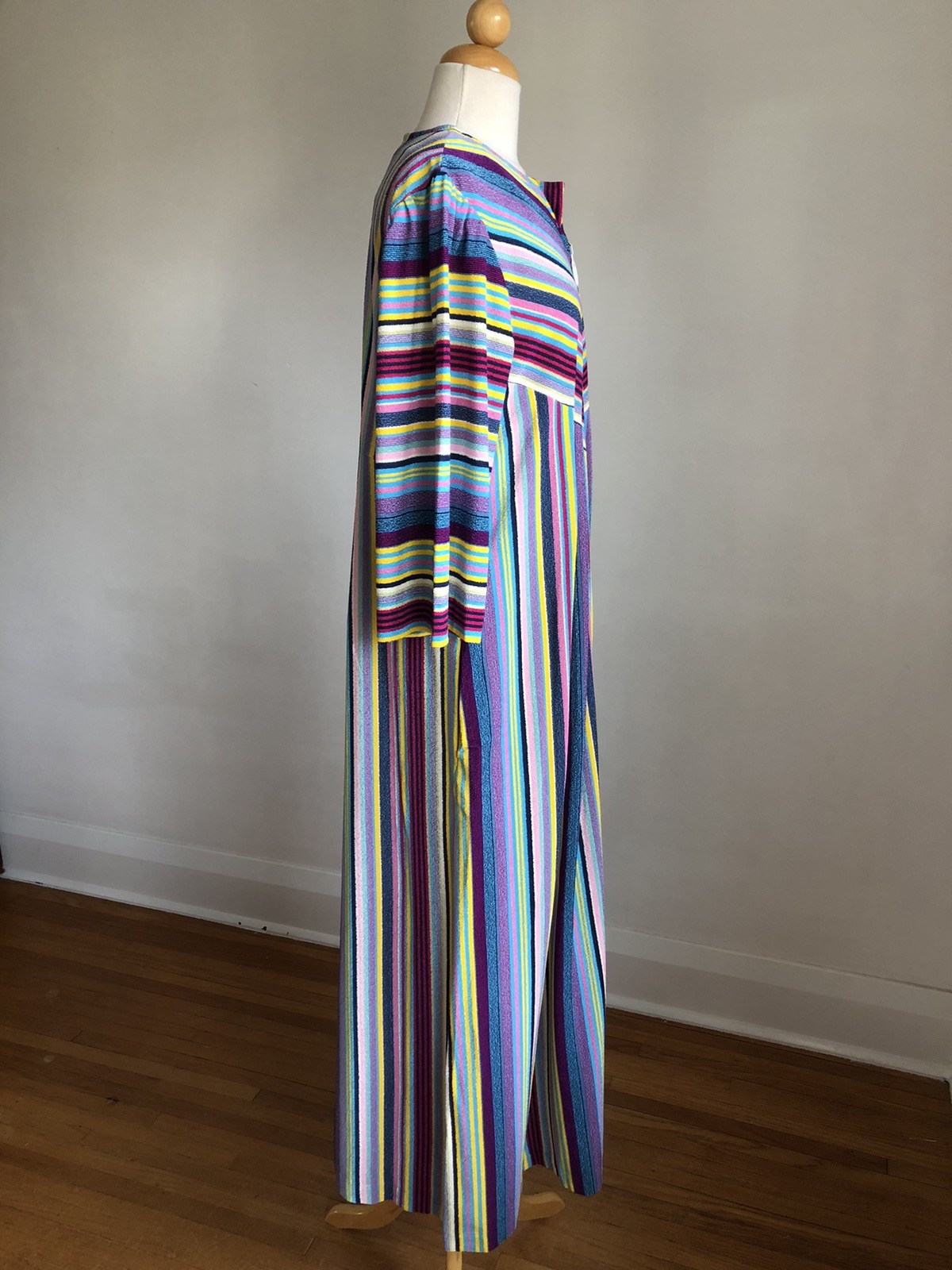 STUNNING VTG NWOT DELA-ANN Loungewear Striped Terrycloth Housedress Caftan M/L
