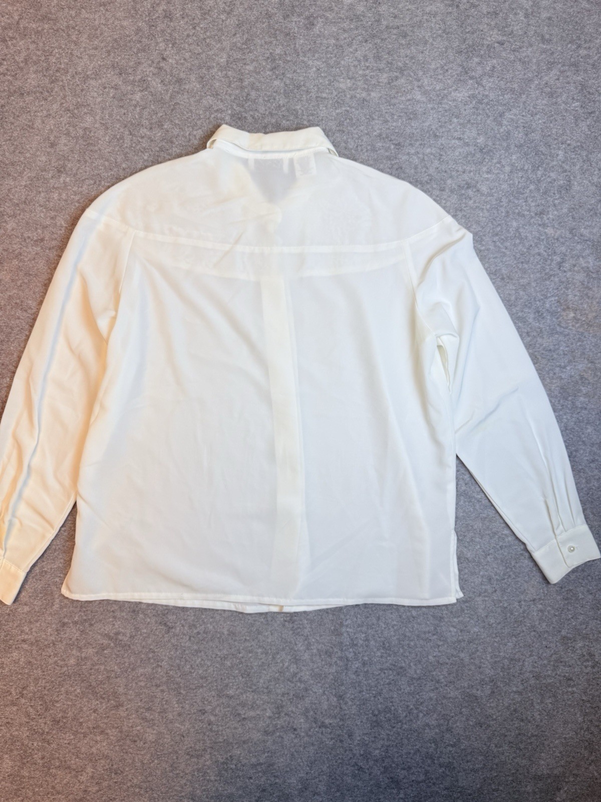 Kathy Che Vintage Ivory Long Sleeve Dressy Blouse~ Lace Pearls Sequins Size 14
