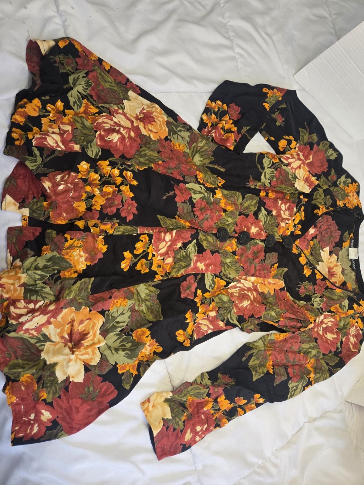Vtg 80’s Boho Sz 4 Designer BARBARA BARBARA Floral Indie Buttons Dress Retro