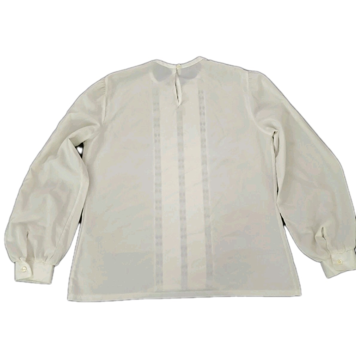 Vintage Arabella Blake Wide Ivory Lace Blouse Puff Sleeves Medium Pearl Buttons