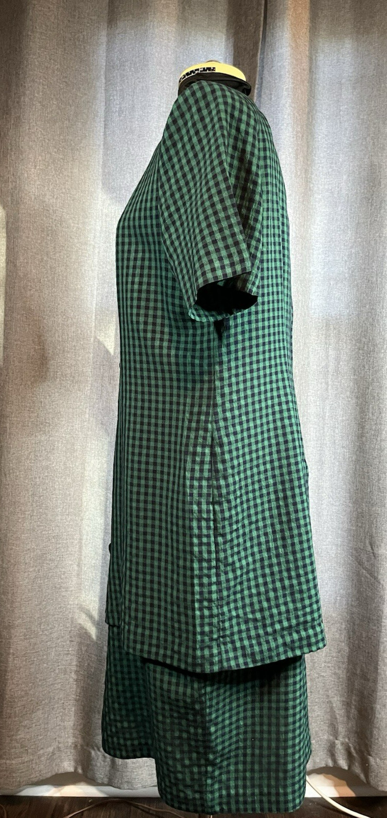 VTG 1990s Green & Navy Check Faux 2-pc Miss Dorby Dress