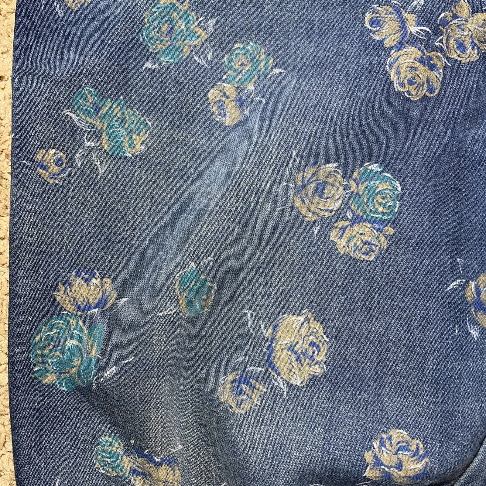 Vintage 80s Braxton Womens Stretch Floral Denim 5 Pocket Zip Front Jean Sz 14/32