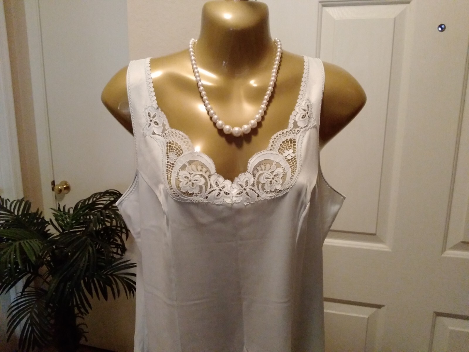 Slip Vintage Full Slip Dress Chemise European SZ L DESIREE Pale Blue w/Lace