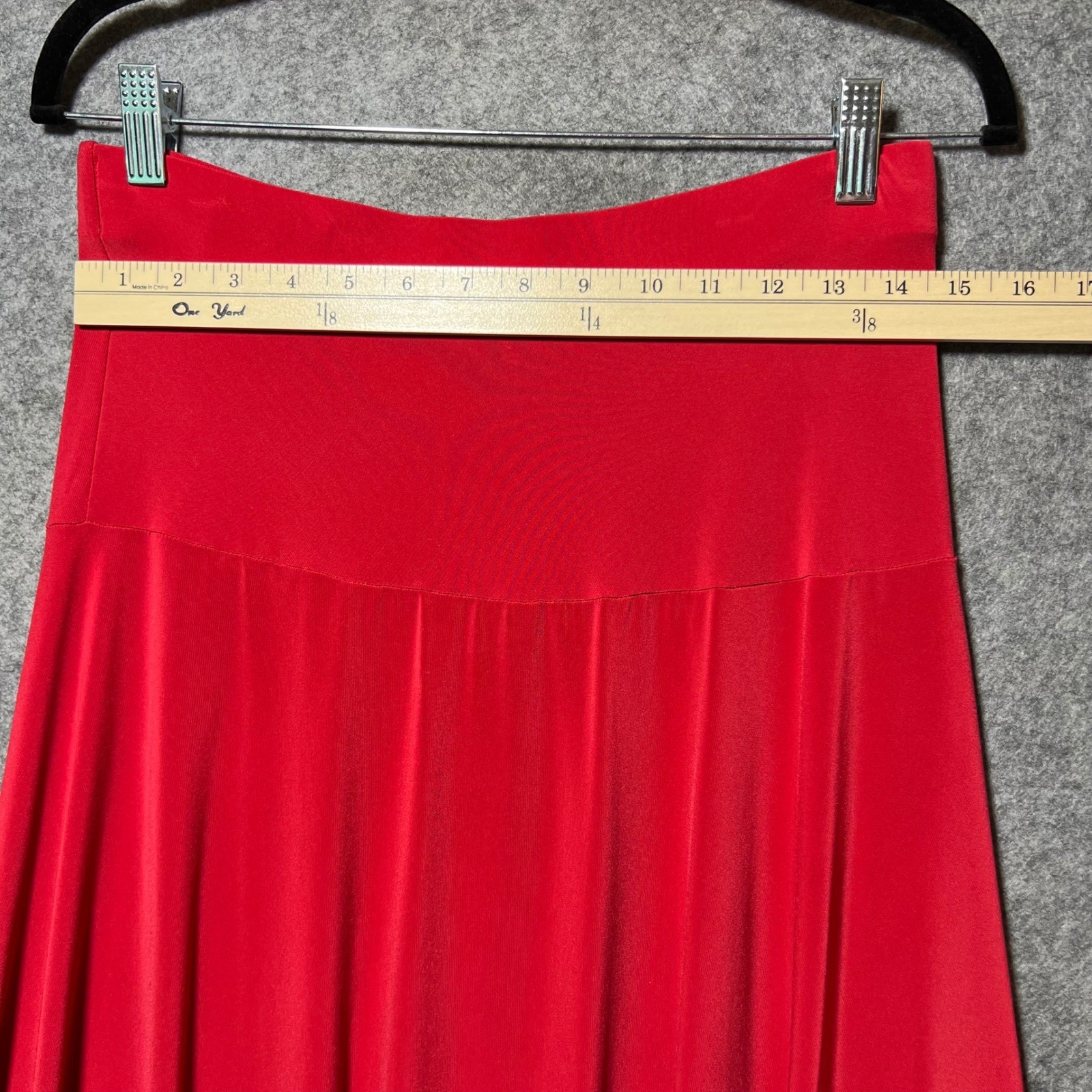 Vintage Valentina Tomato Red Pleated Maxi Skirt One Size Fit All Stretch Knit