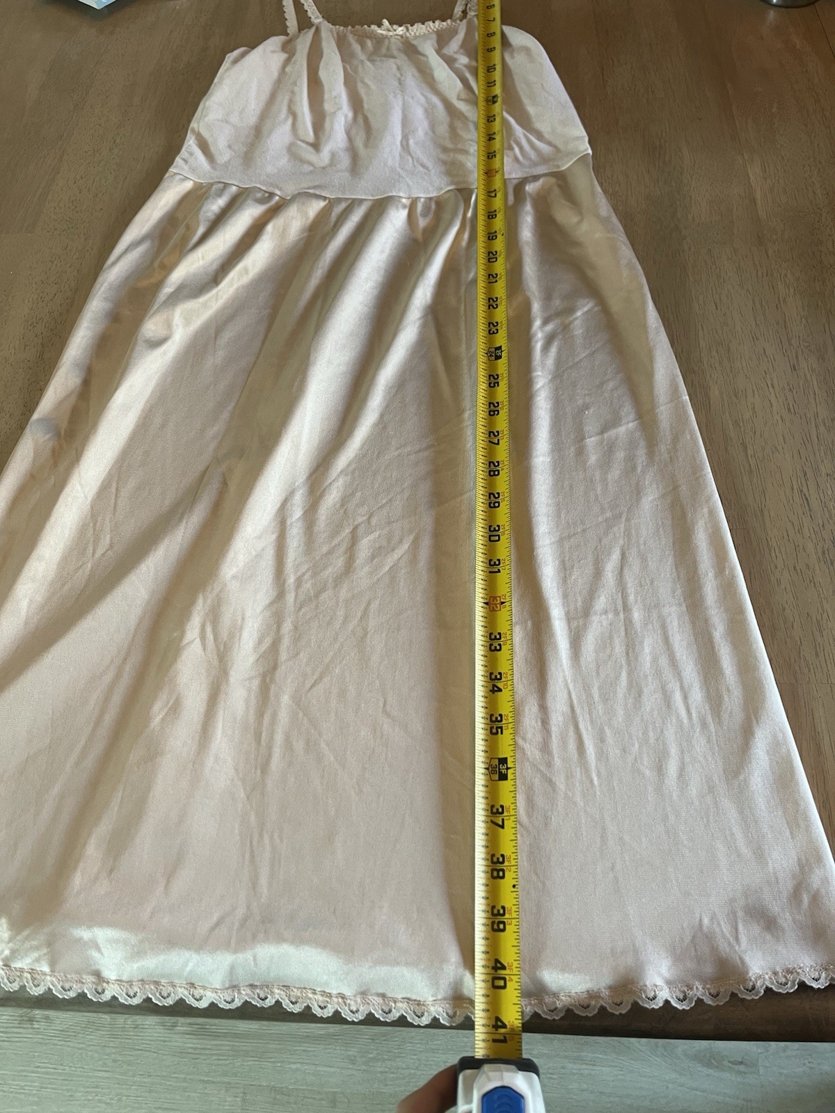 VTG Cotton & Satin Pink Camisole Top & Long Tiered Slip & Long Navy Satin Skirt