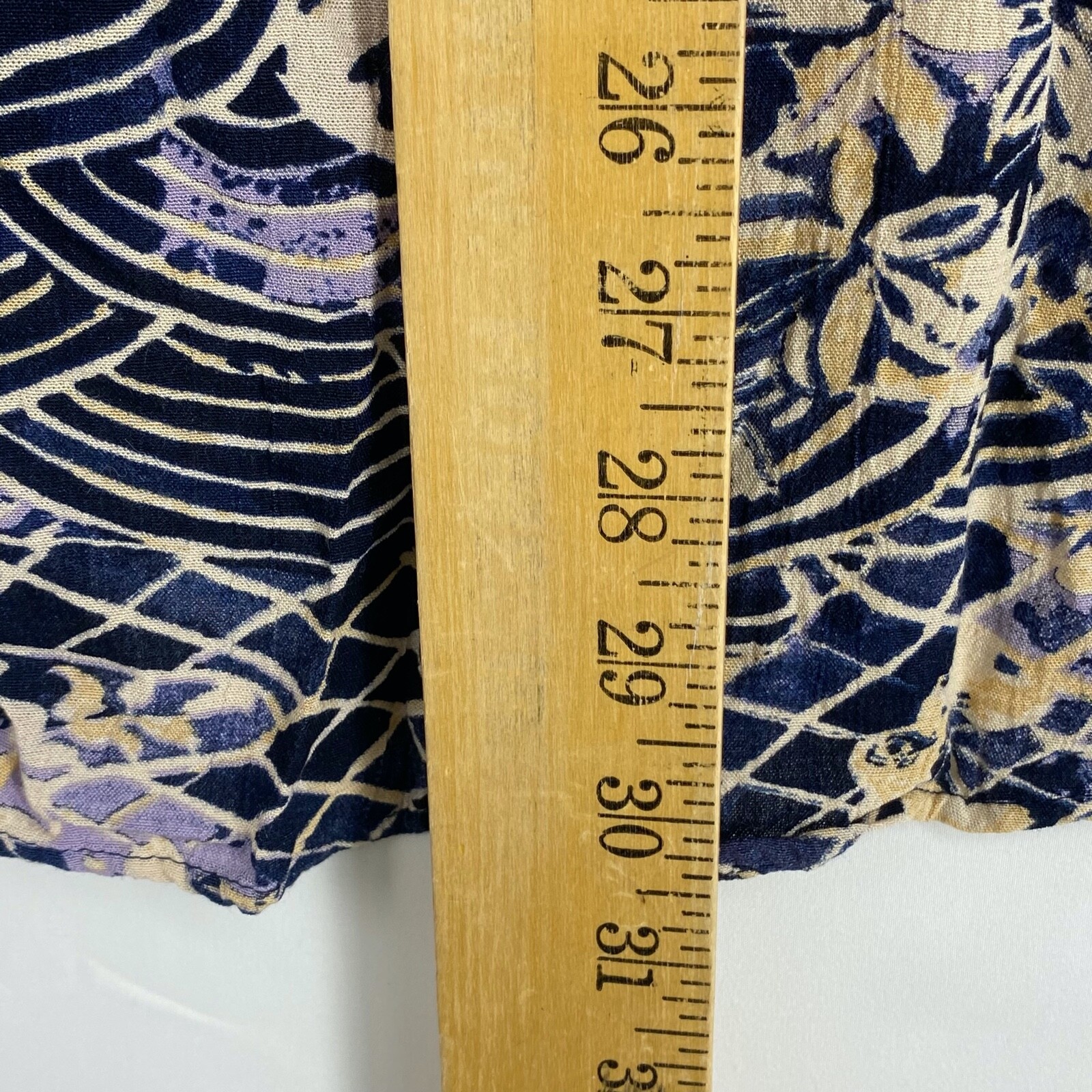 Kathryn Deene Women 14 16 Blazer Jacket Navy Beige Floral 100% Rayon USA Vintage