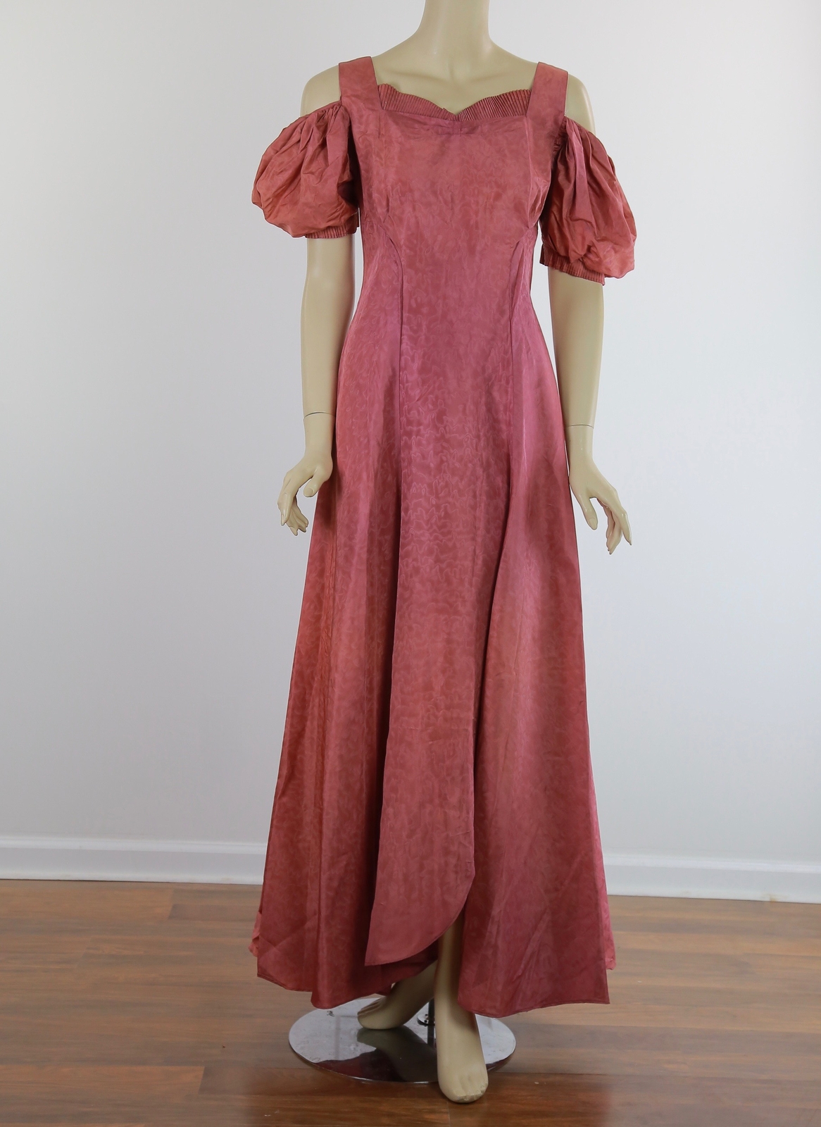 Vintage VTG 40s evening dress mauve pink open shoulder