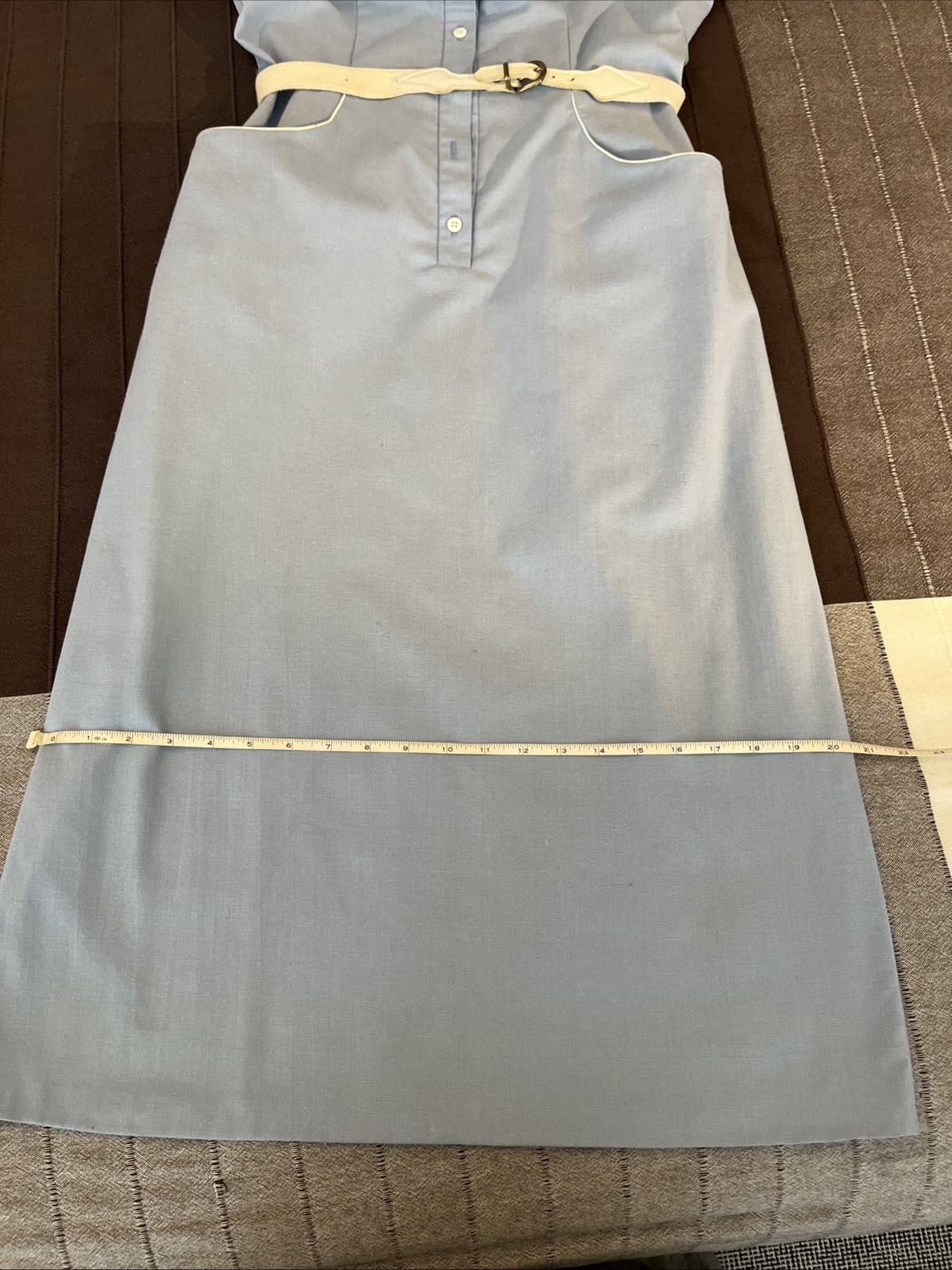 Leslie Fay Original Blue Oxford Cloth Sleeveless Shirtwaist