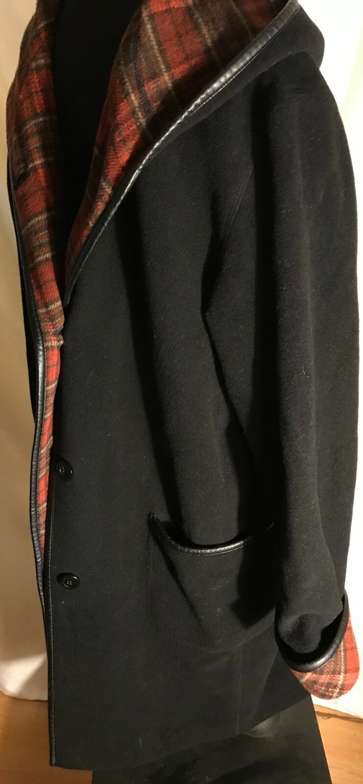 Tall Girl Black & Plaid Car Coat Vintage Women’s Size M/M