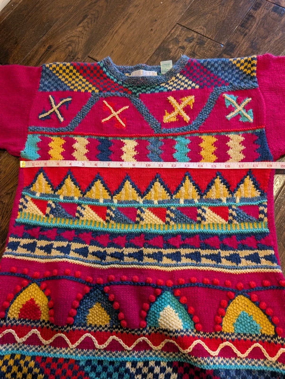 Vintage 1991 Segrets Sun Prints Hand Knit Sweater Women’s Size Large Cottagecore