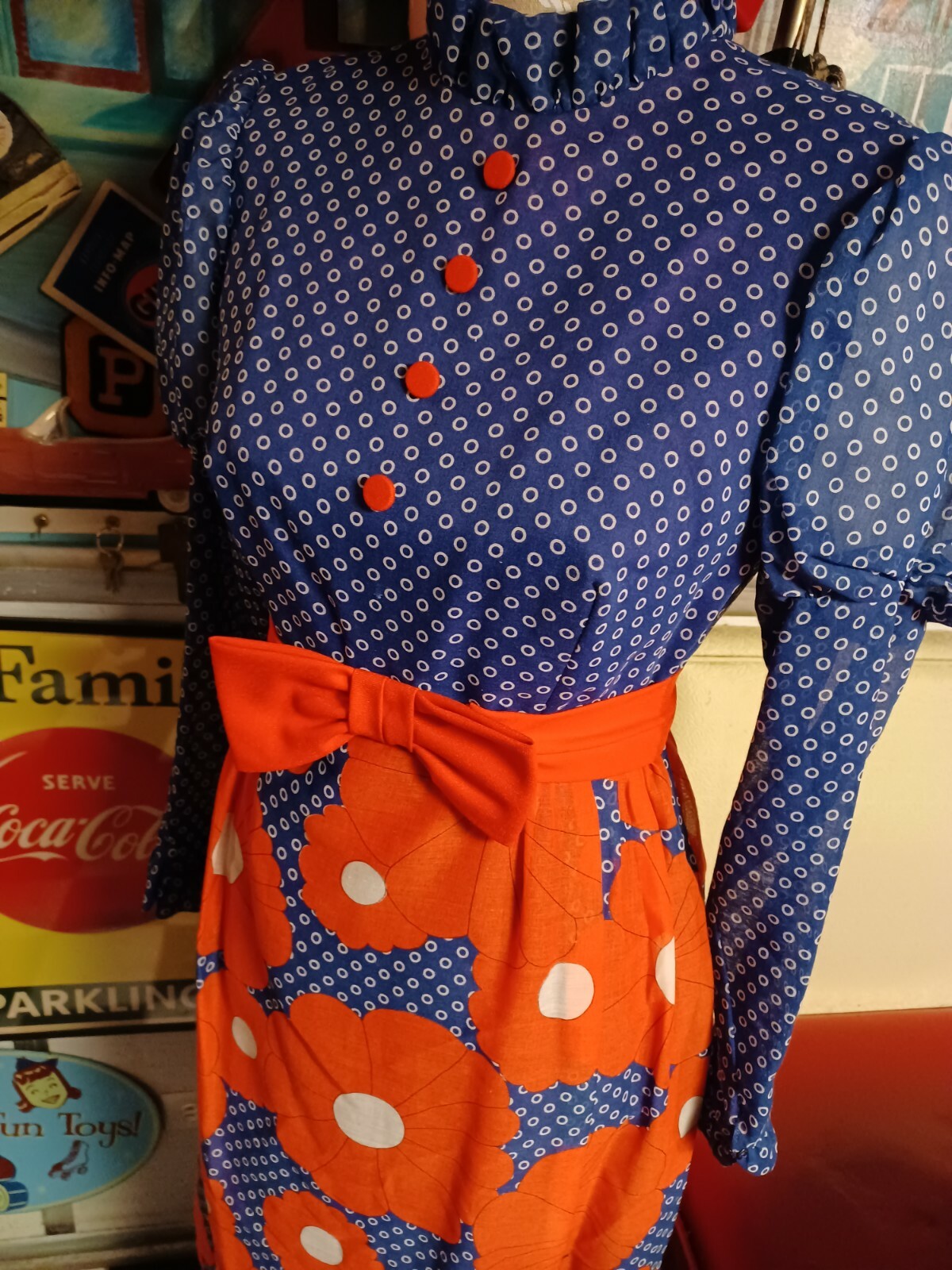 True Vtg Mid-century 1960s 1970s Maxi Flower Power Dress Mod MCM Go-Go Hippie 9
