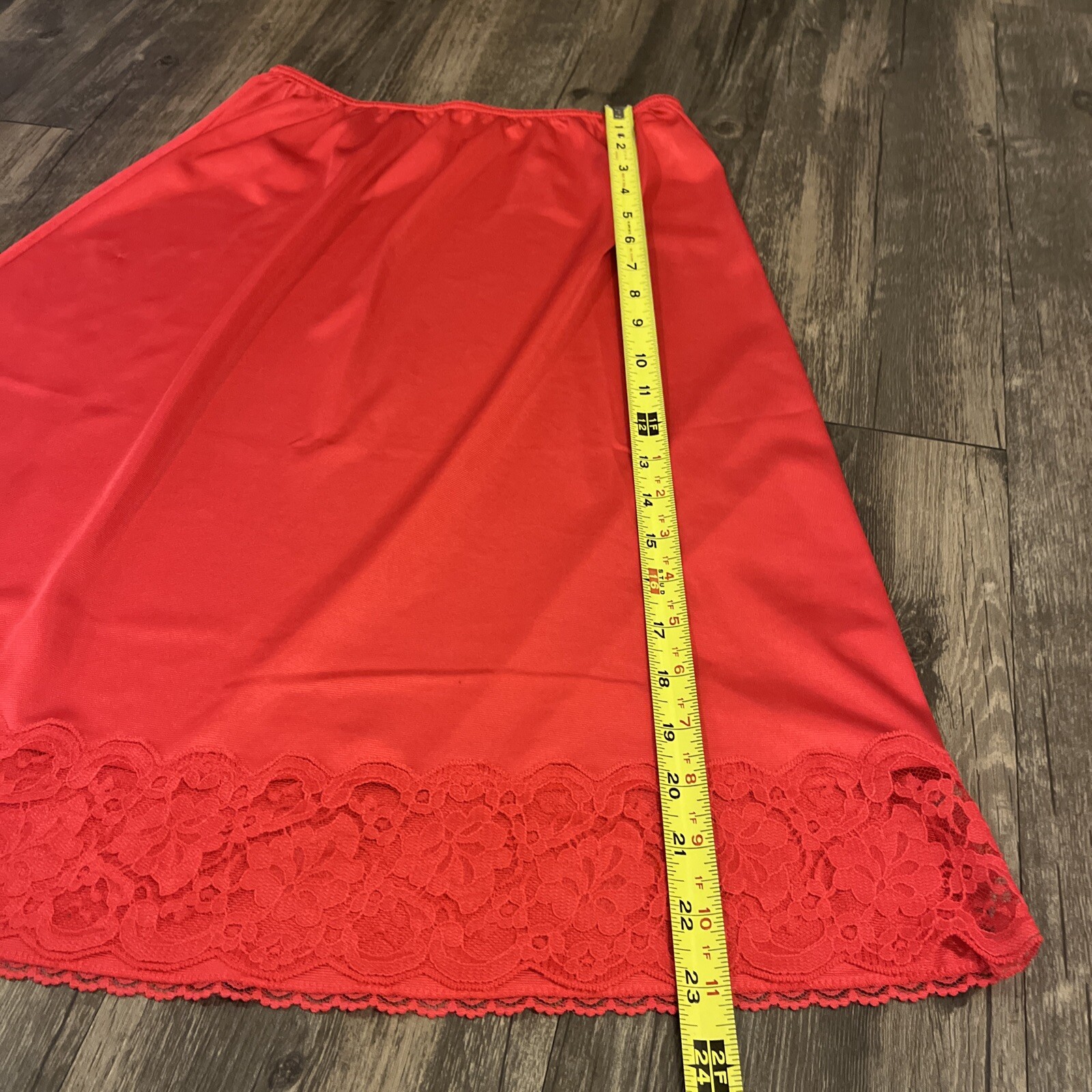 VTG Unique Union Made Red Lace Half Slip USA Small