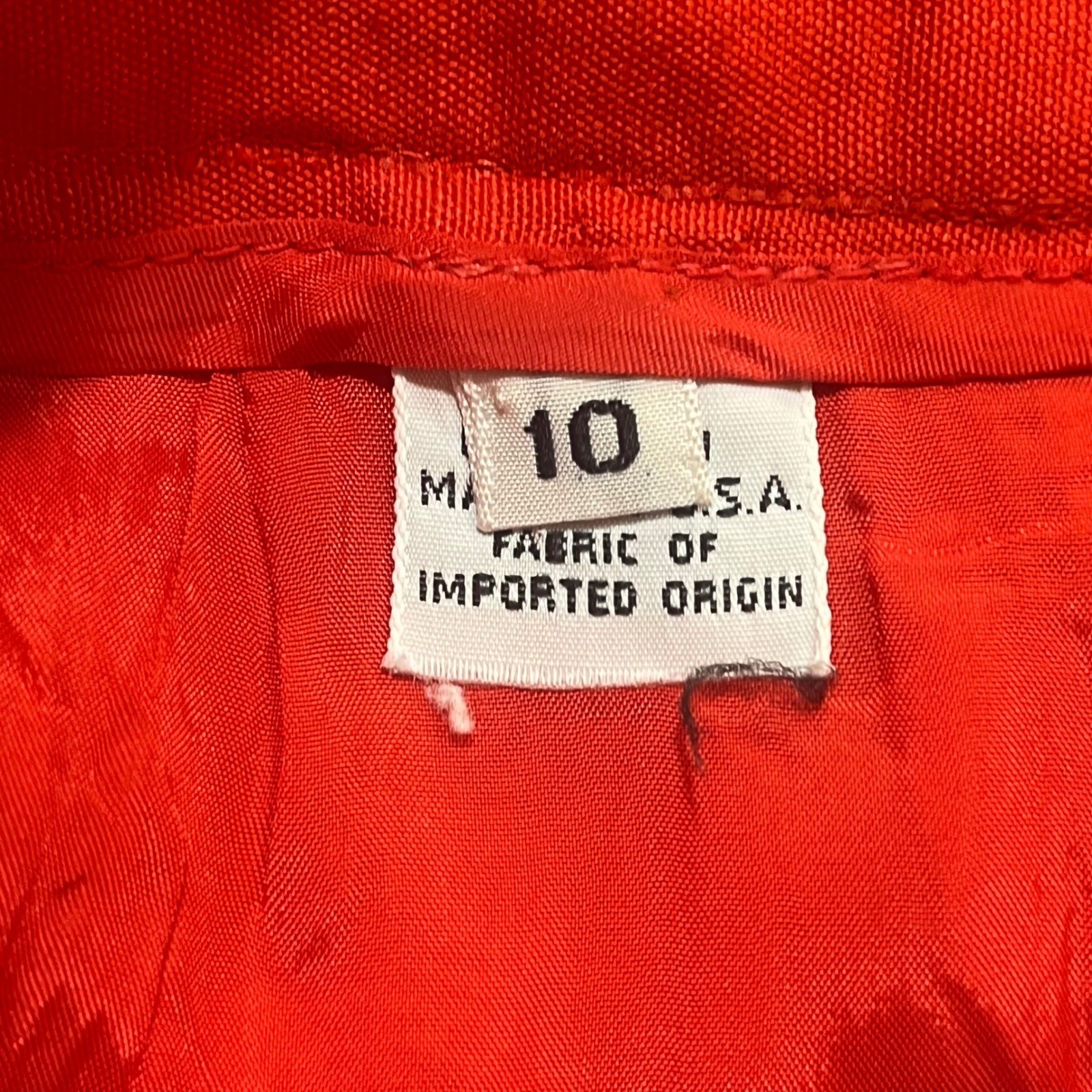 VTG Red Orange Silk Back Slit Lined Skirt Size 10 Womans Business