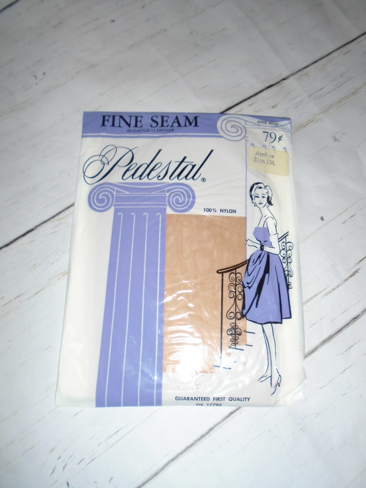 NOS Vintage 1950’s Women’s Beige Nylon PEDESTAL Seamless Stockings Size 8.5