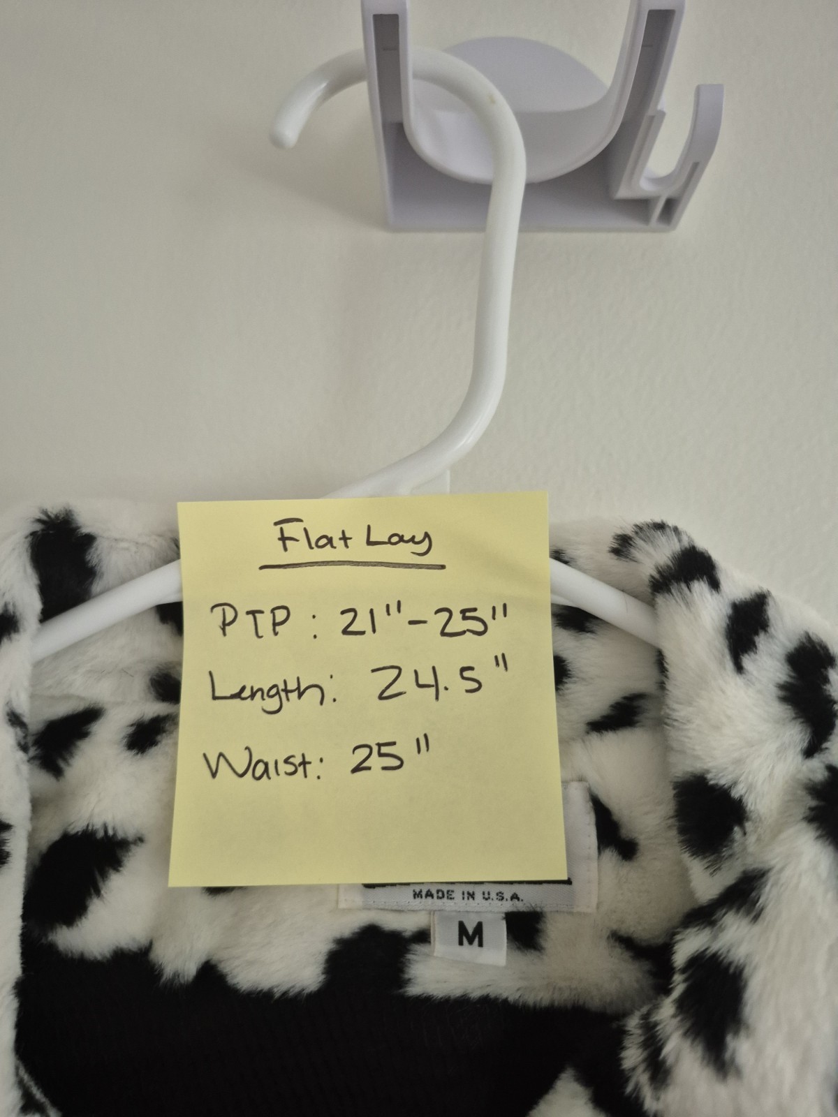 Vintage 70s 80s LOROVI Dalmatian Print Faux Fur Coat Jacket Made in USA Size M